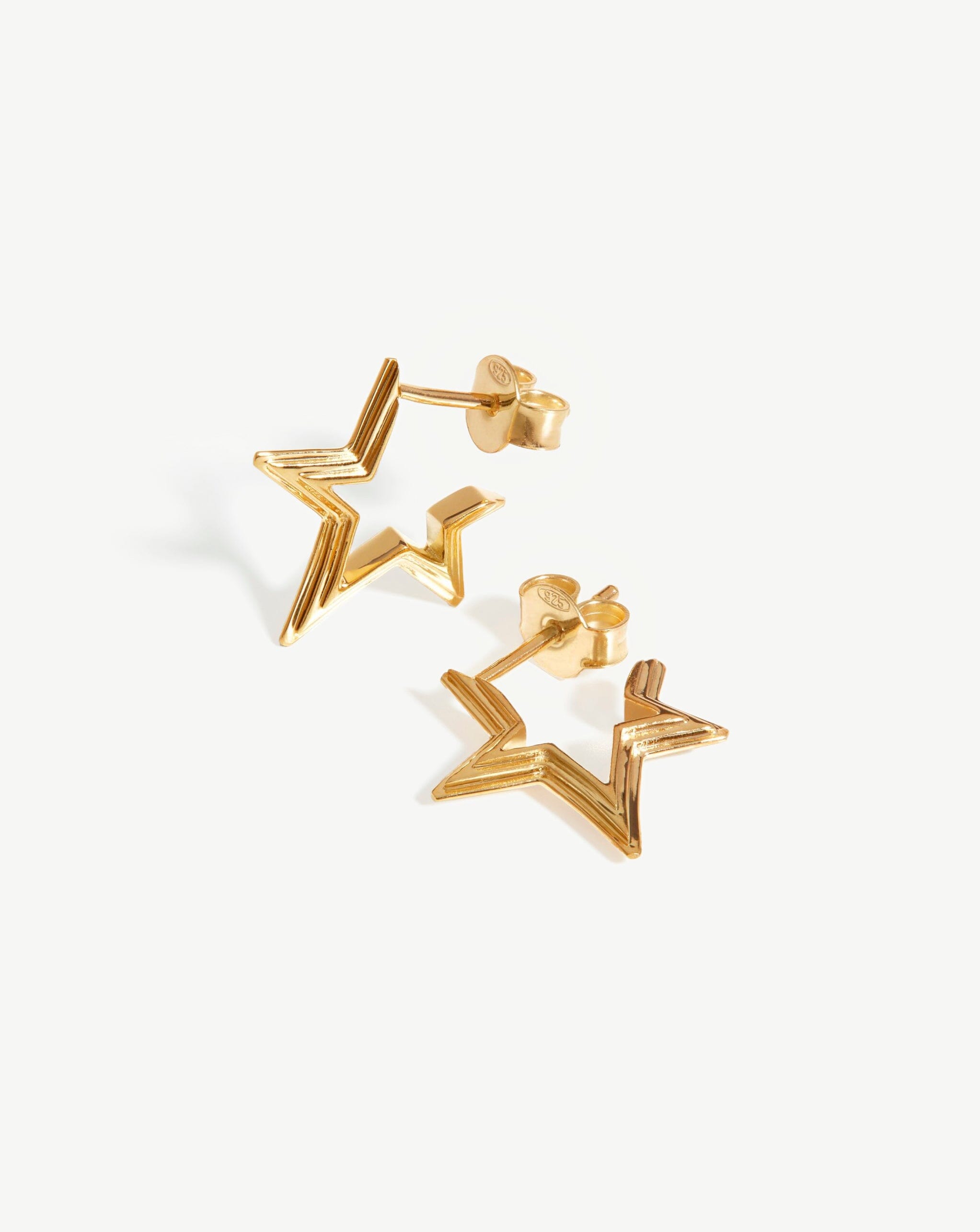 Celestial Mini Ridge Star Huggies | 18ct Gold Vermeil