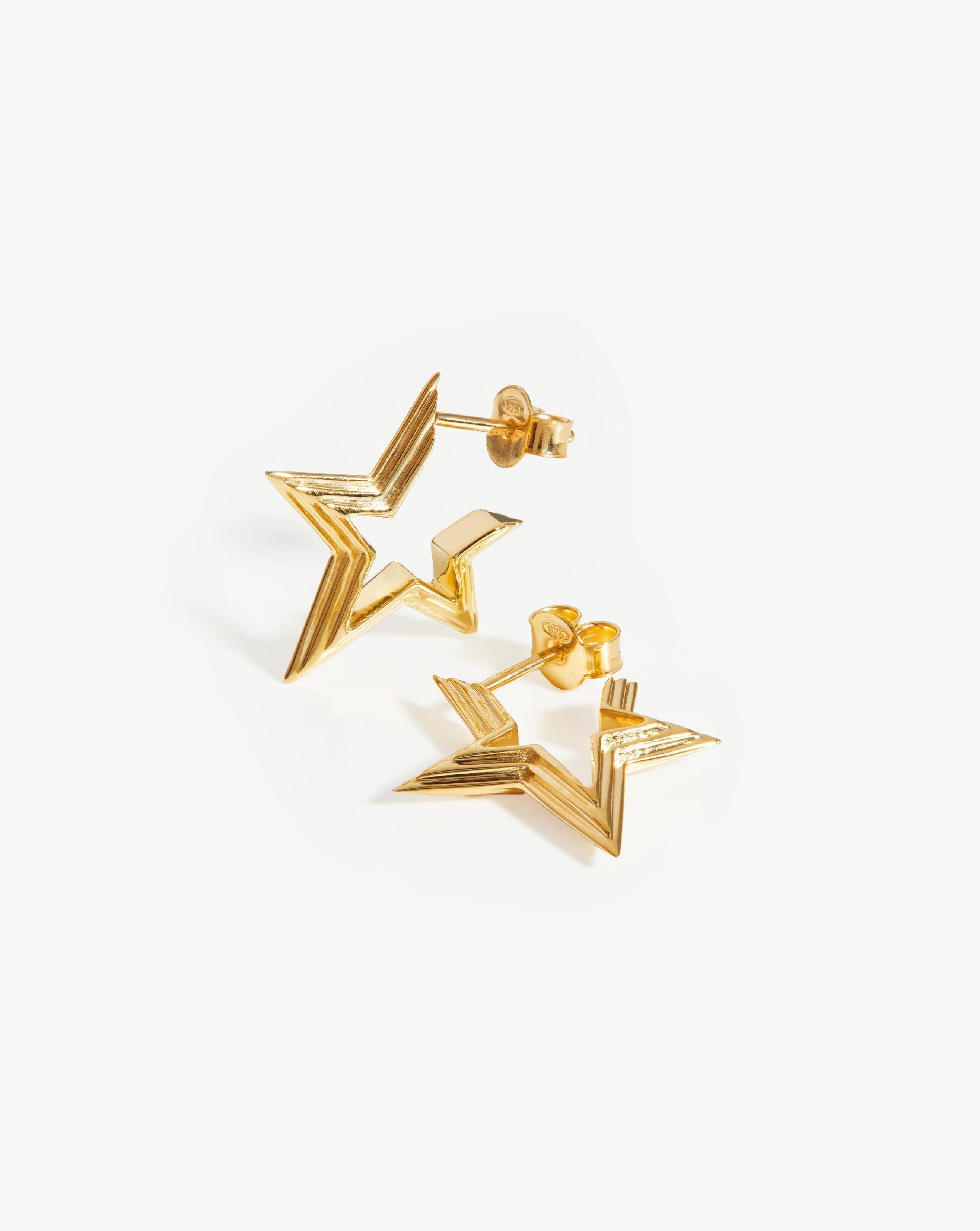 Celestial Small Ridge Star Huggies | 18ct Gold Vermeil