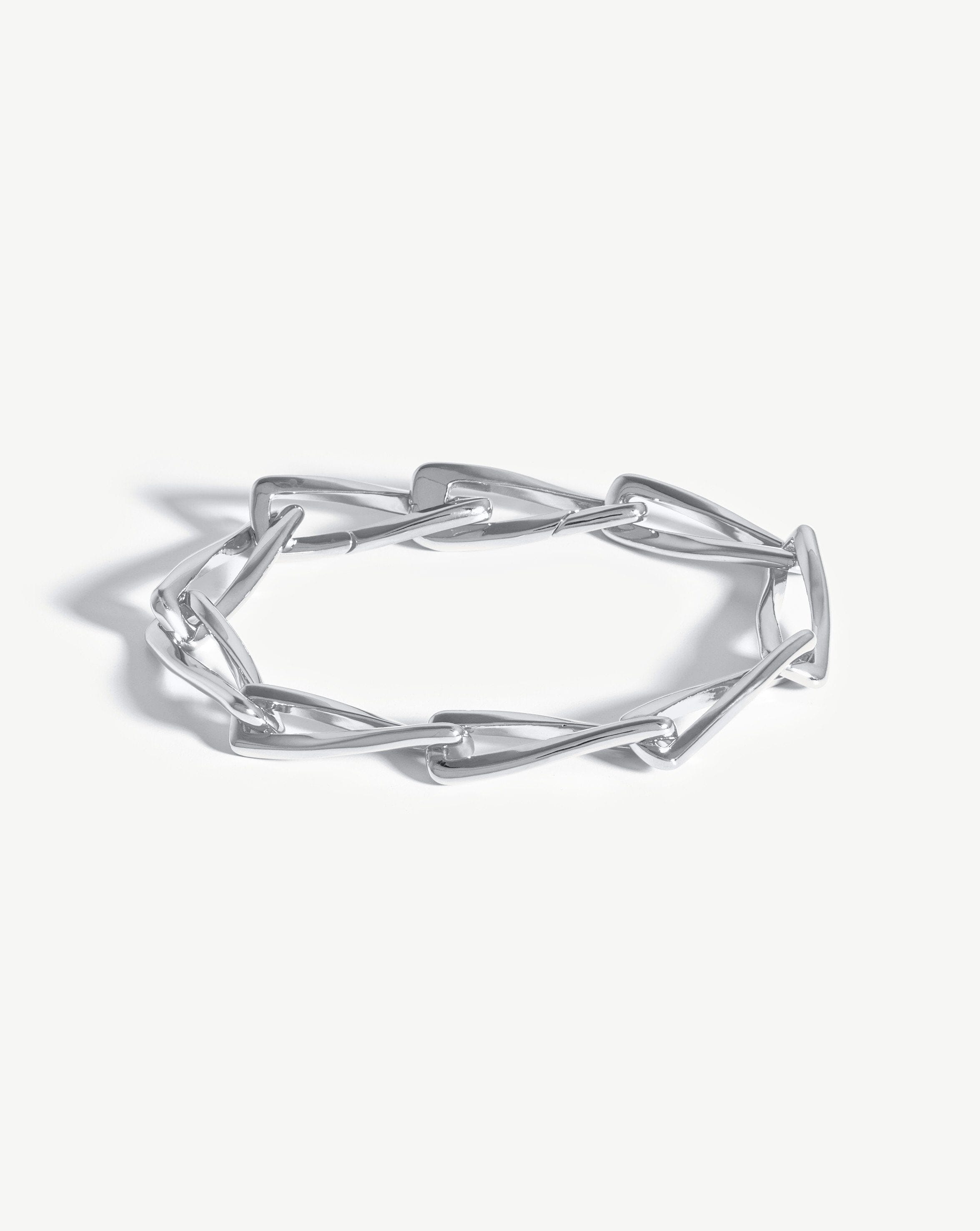 Chunky Twisted Link Chain Bracelet | Silver Plated