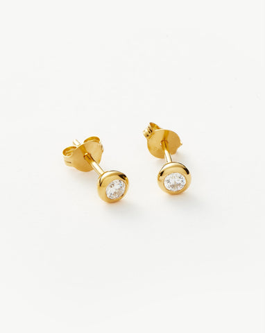 V - Stud Earring - 14K Yellow Gold, MOSUO Jewelry