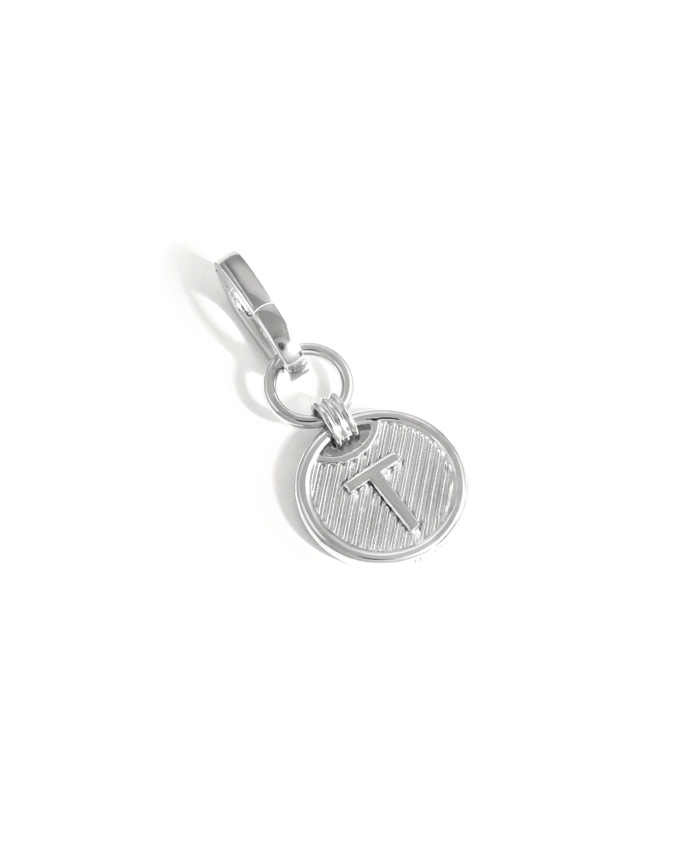 Clip-On Initial Pendant - Initial T | Silver Plated