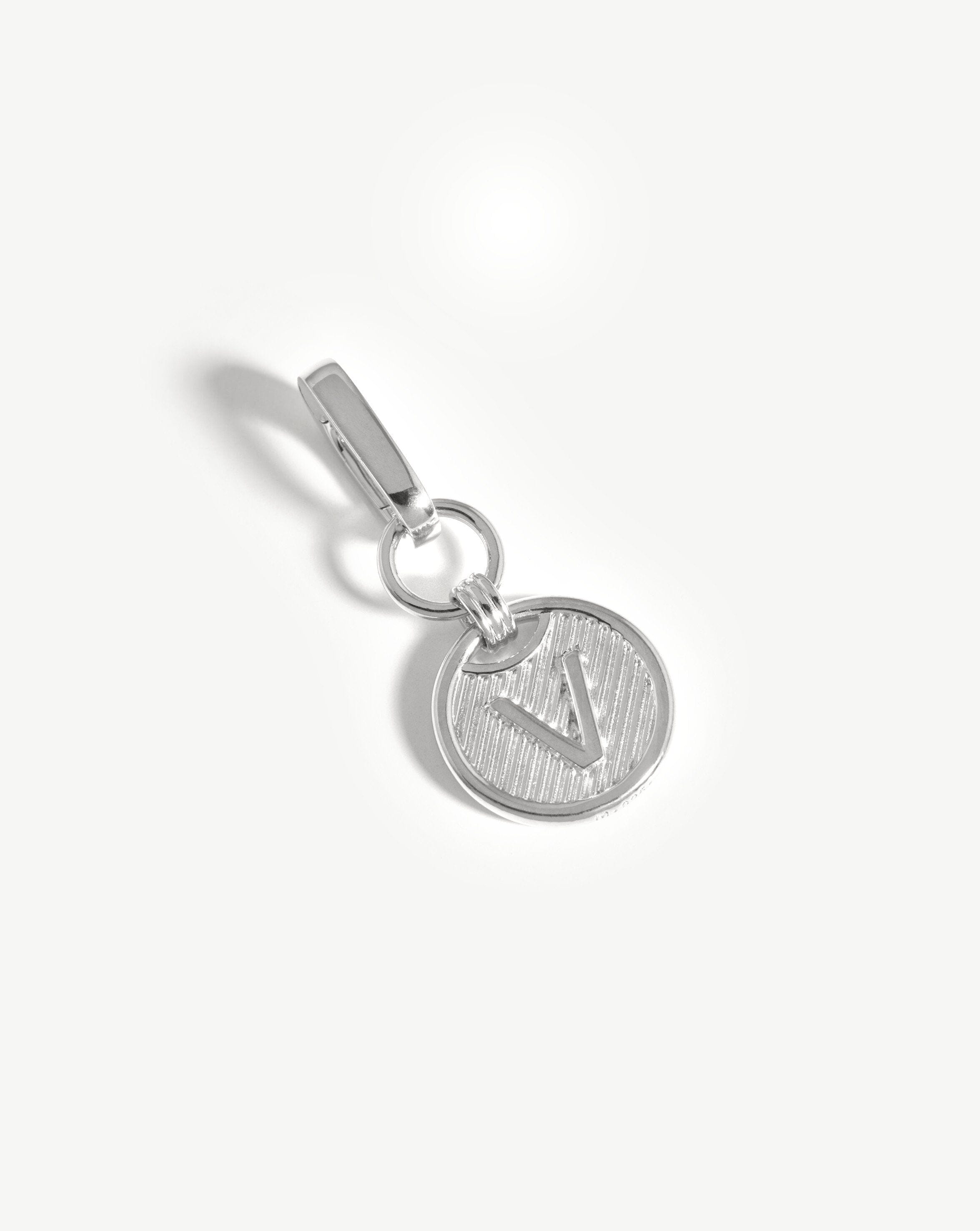 Clip-On Initial Pendant - Initial V | Silver Plated