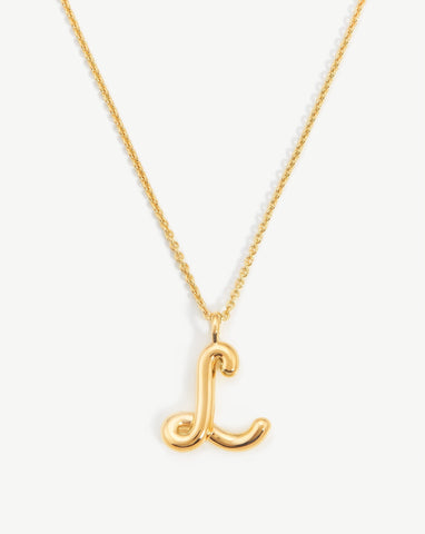 Solid Gold Engraved Initial Necklace with Special Date