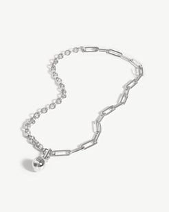 Missoma Small Ridge Padlock Necklace | Silver Plated