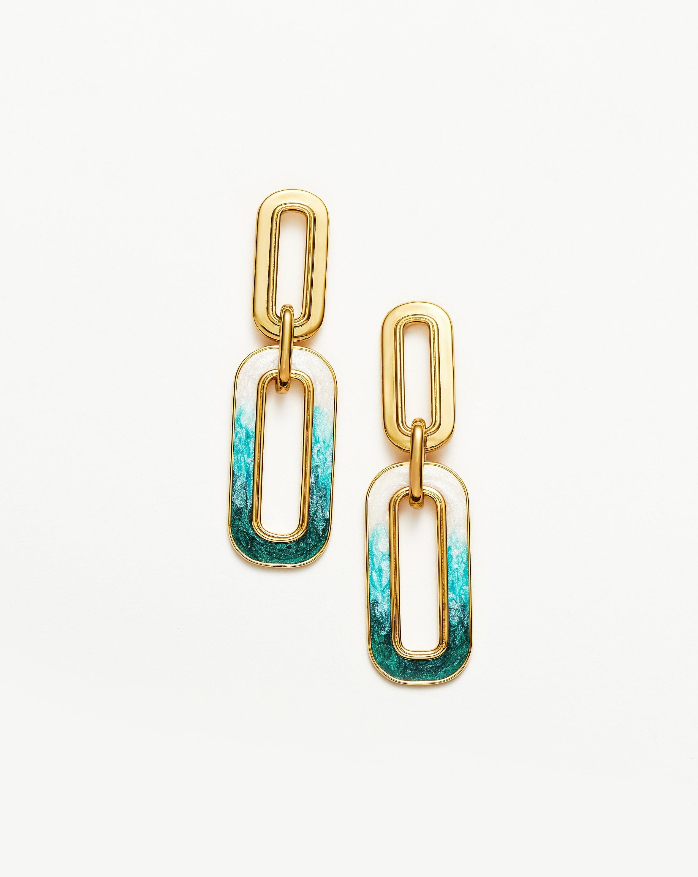 Enamel Haze Ombre Ovate Drop Hoop Earrings