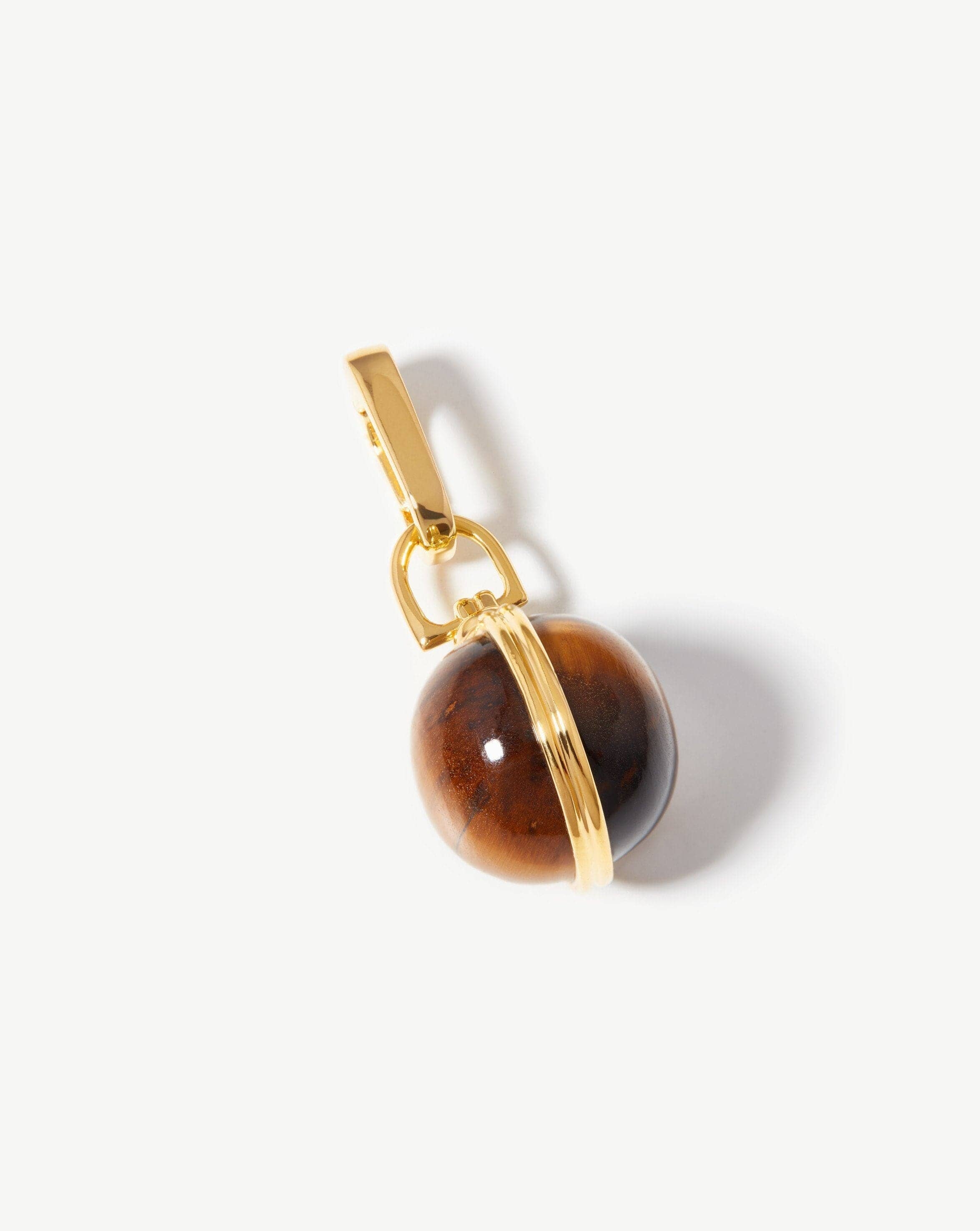 Gemstone Sphere Clip-On Pendant | 18ct Gold Plated, Tigers Eye