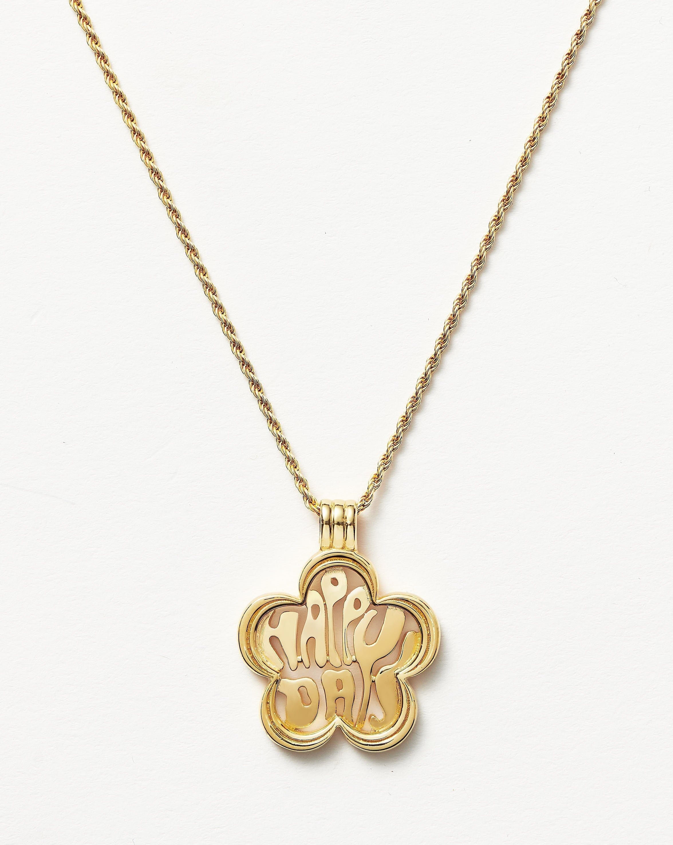 Good Vibes Happy Days Flower Pendant Necklace