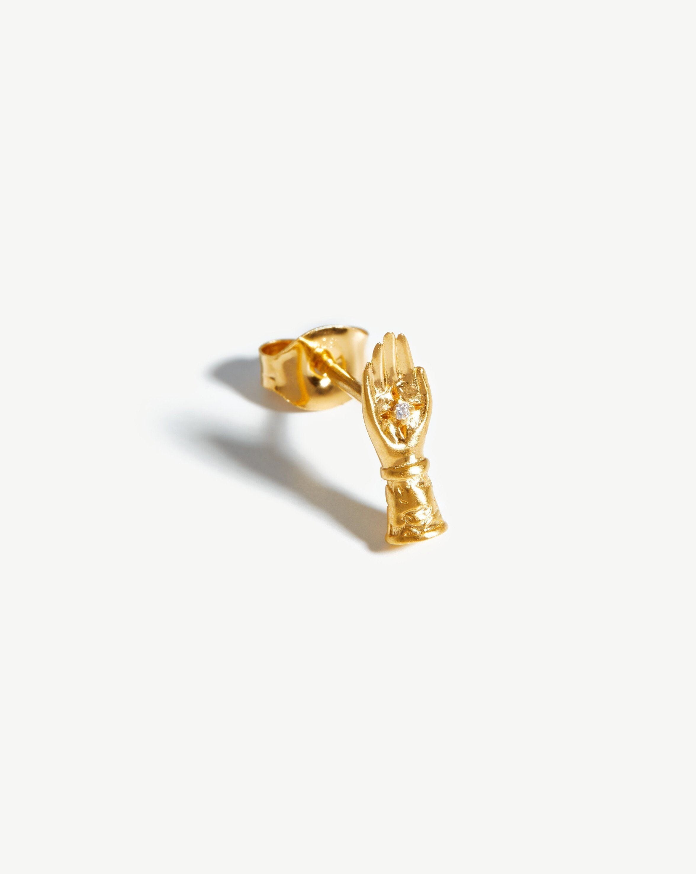 Harris Reed Take the Hand Single Stud Earring | 18ct Gold Vermeil/Cubic Zirconia