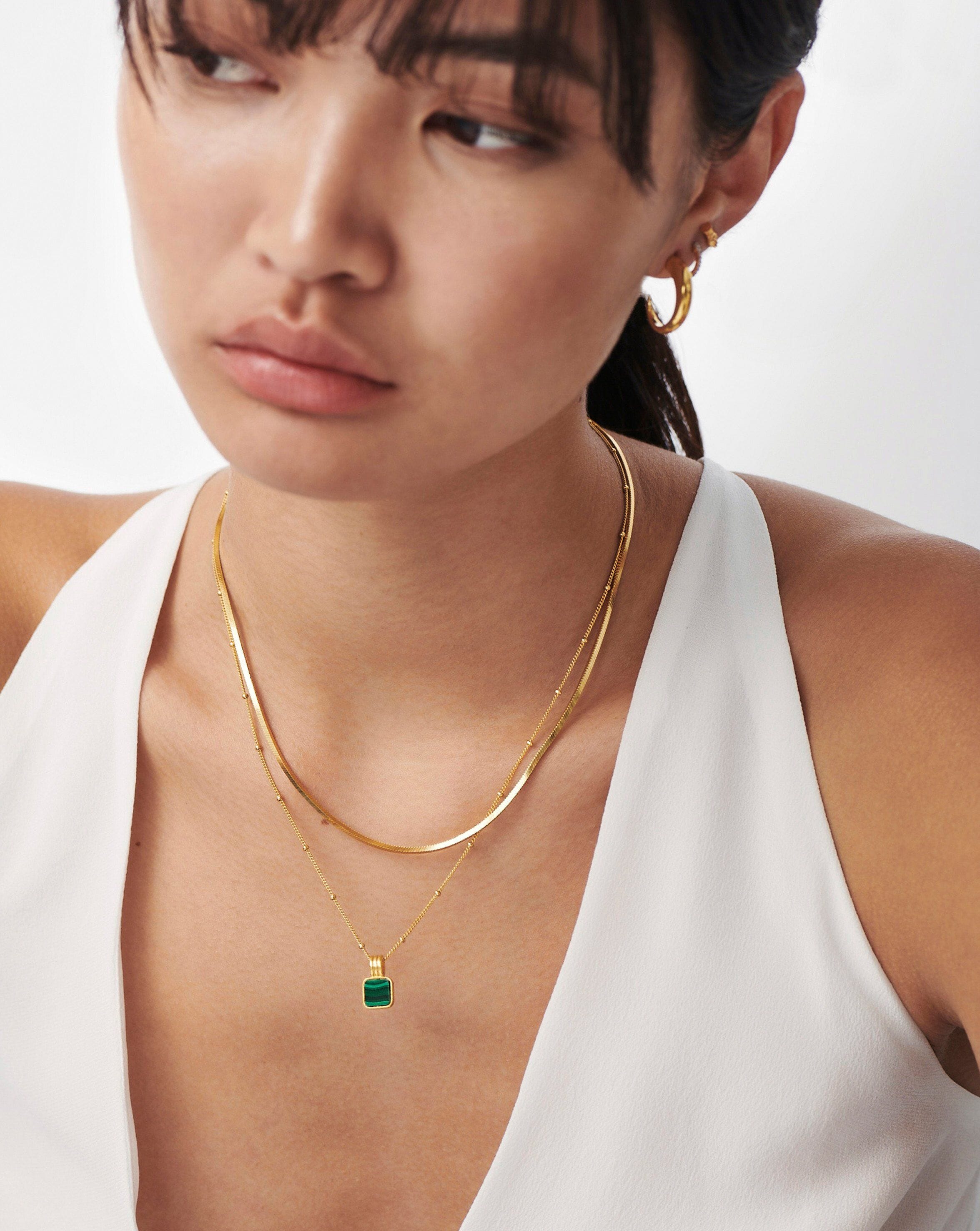 Iconic Lucy Williams Malachite Necklace Set | 18ct Gold Plated  Vermeil/Malachite