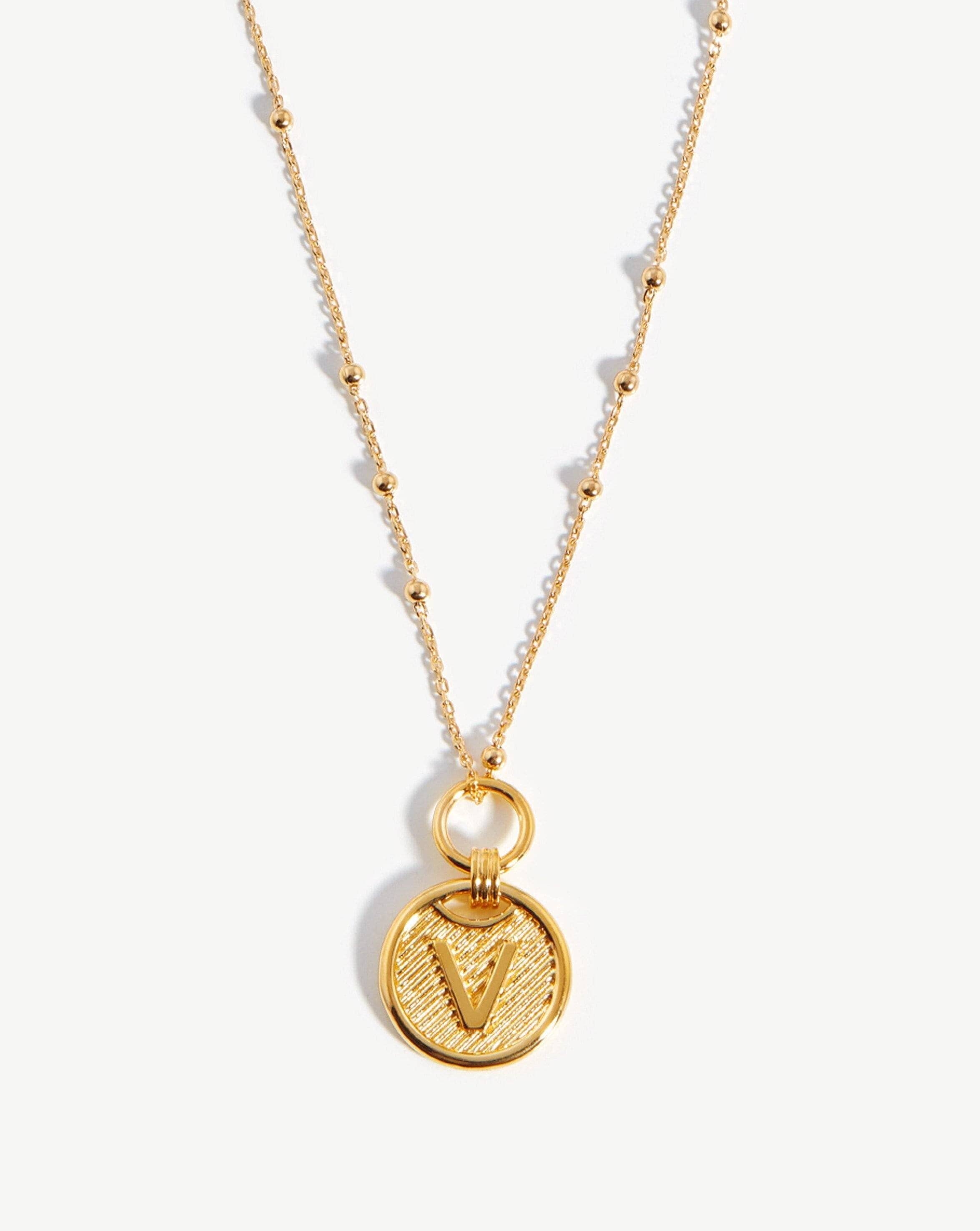 Initial Pendant Necklace - Initial V | 18ct Gold Vermeil