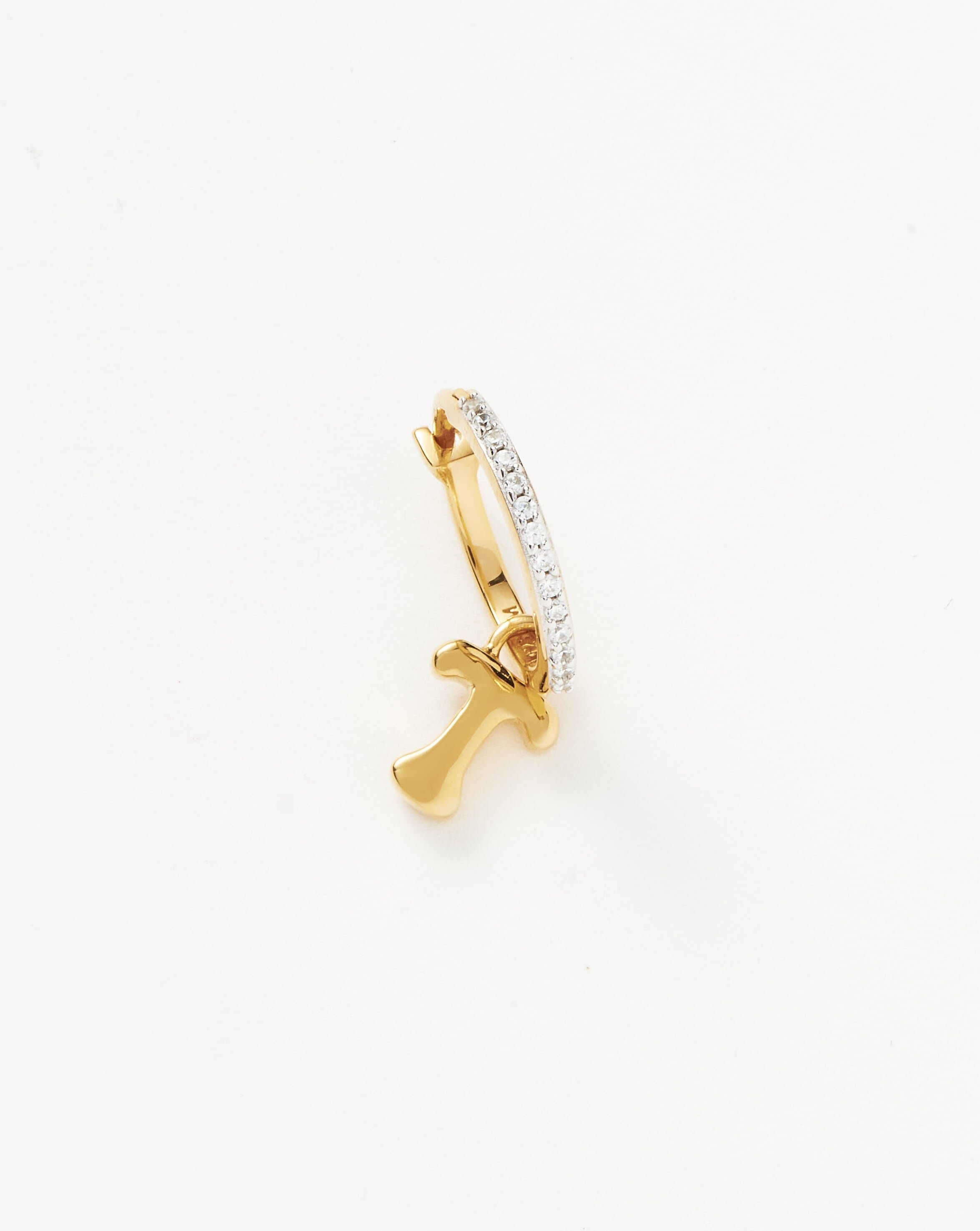 Missoma Crystal-embellished Initial-Charm Hoop Earring - Gold