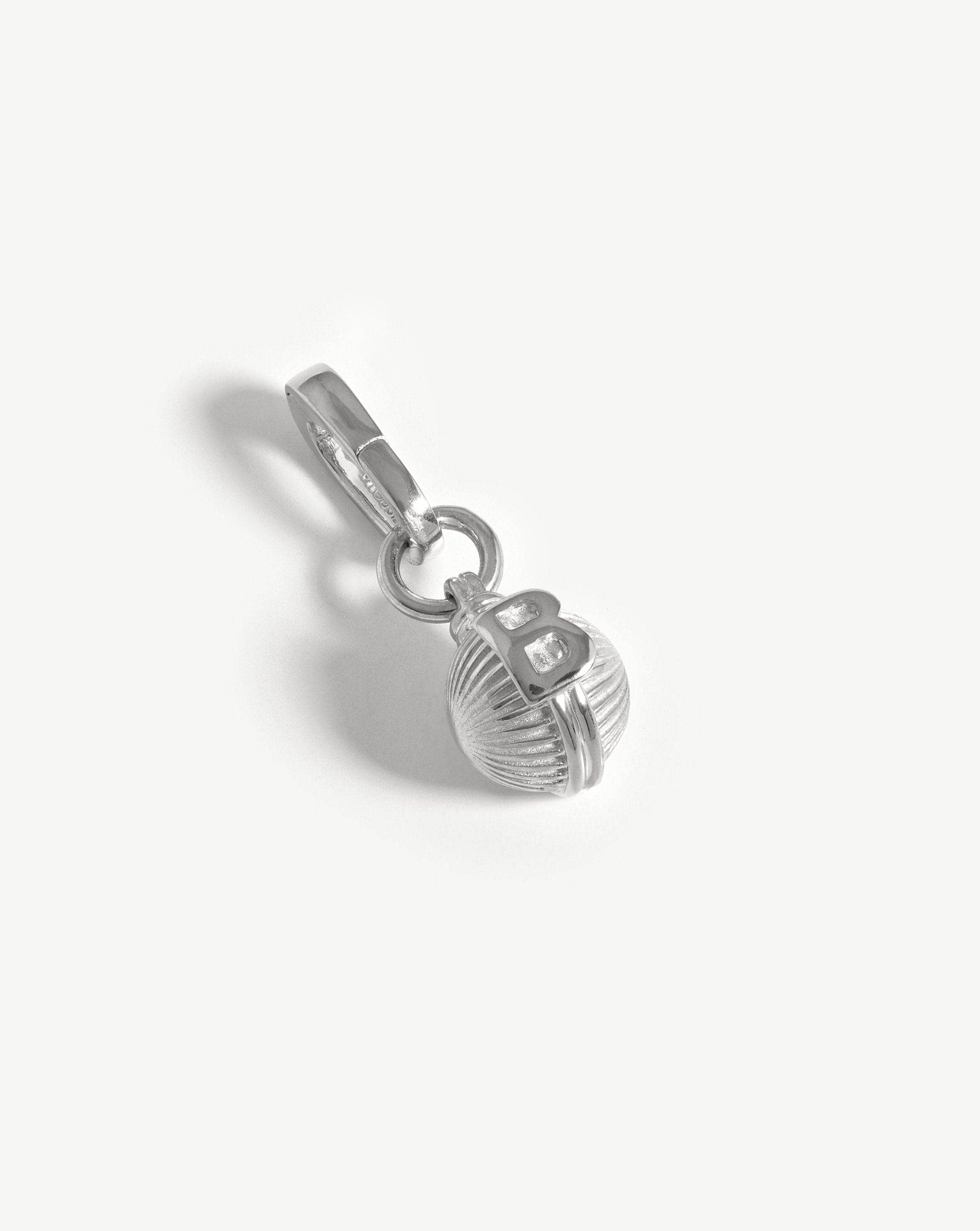 Initial Sphere Clip-On Pendant - Initial B | Silver Plated