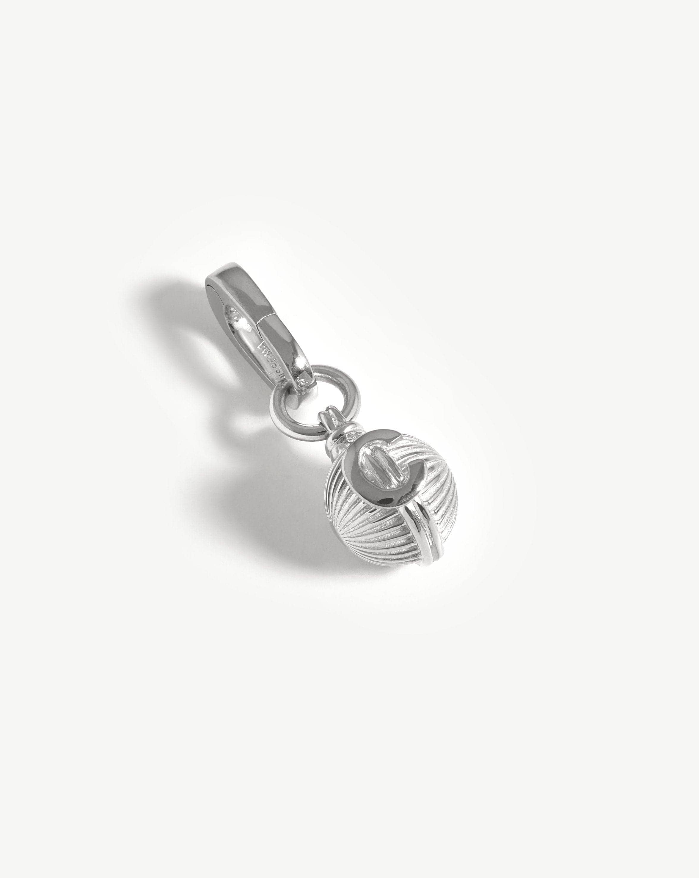 Initial Sphere Clip-On Pendant - Initial C | Silver Plated