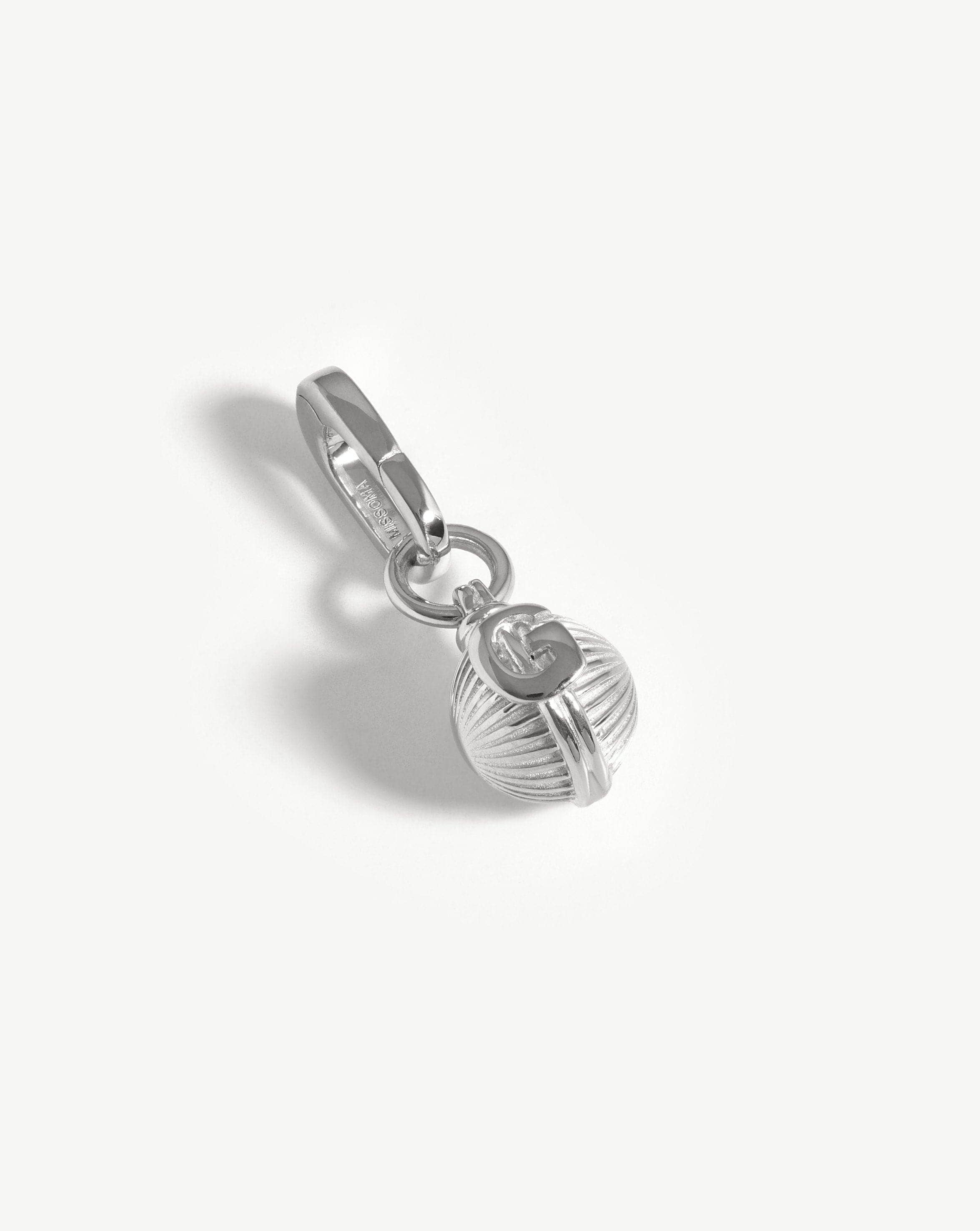 Initial Sphere Clip-On Pendant - Initial G | Silver Plated