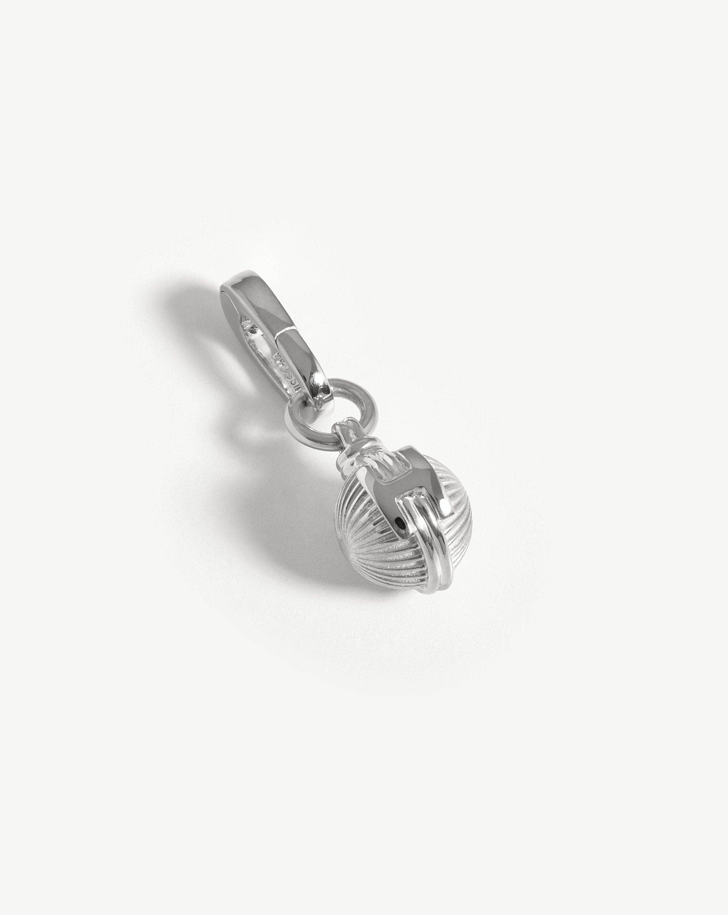 Initial Sphere Clip-On Pendant - Initial H | Silver Plated