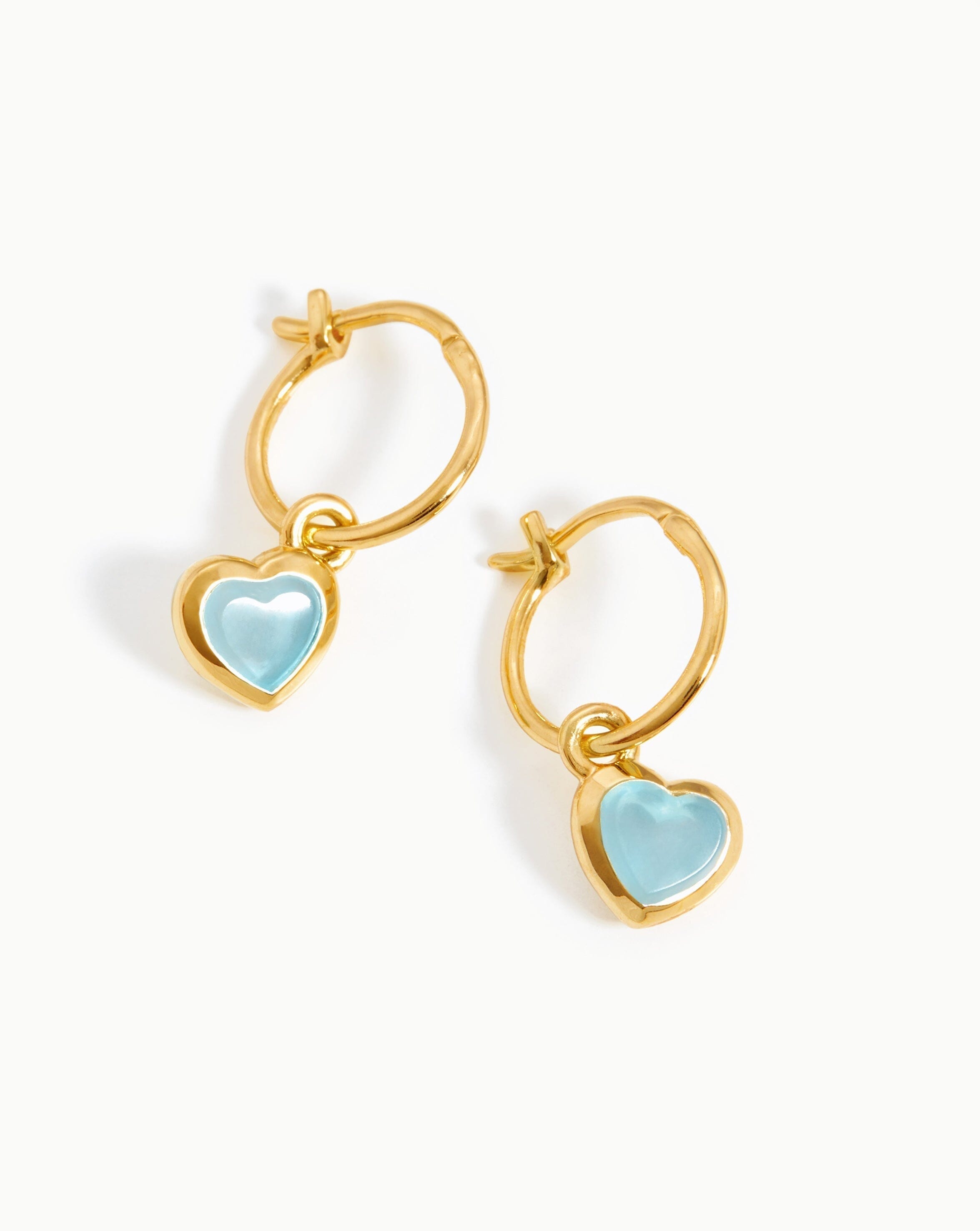 Jelly Heart Gemstone Charm Hoop Earrings