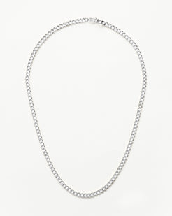 Missoma Mens Flat Curb Chain Necklace | Silver Plated