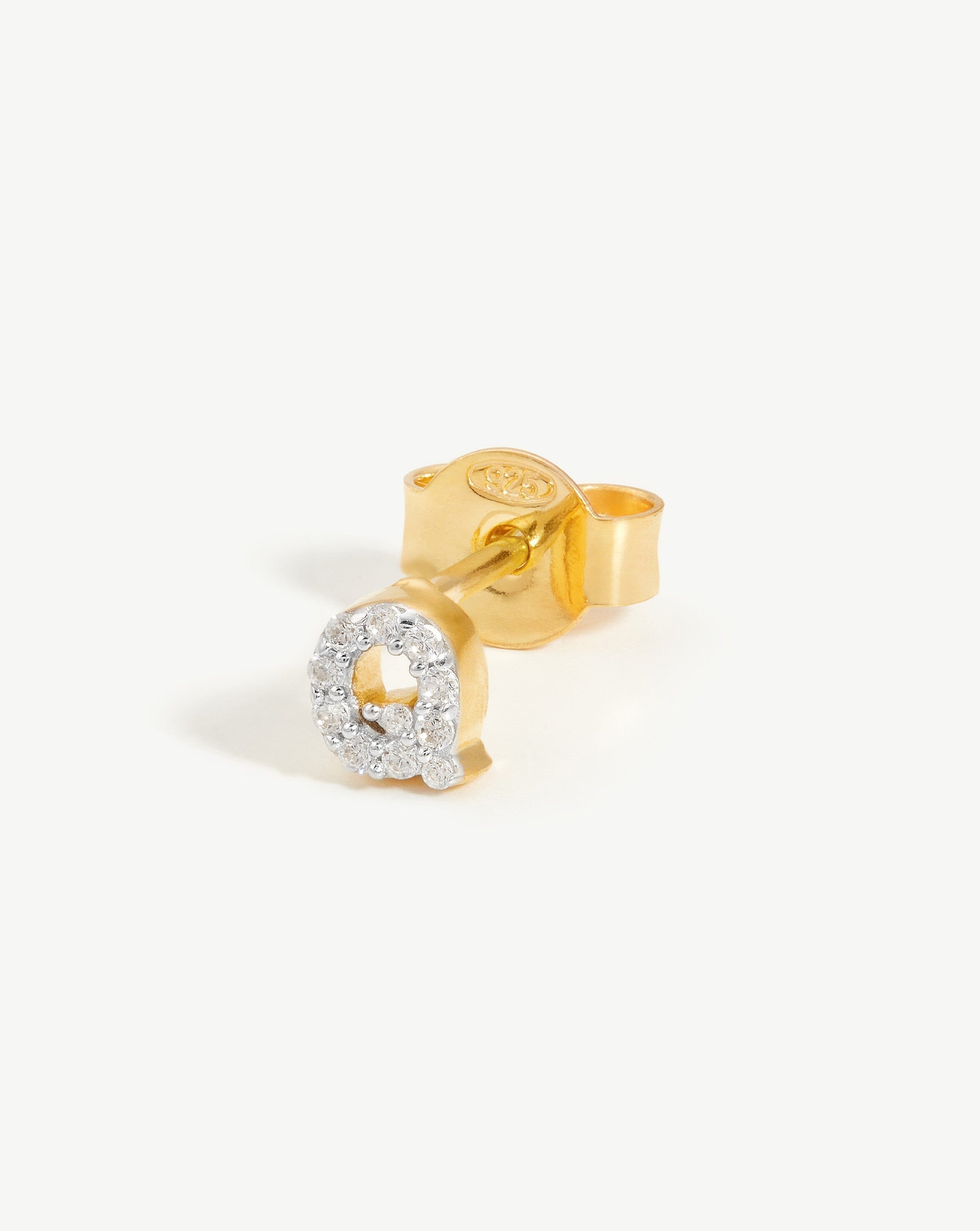 Initial Pave Studs: Letters S-Z: Sterling Silver & Gold Vermeil (EGP45 –  Athena Designs