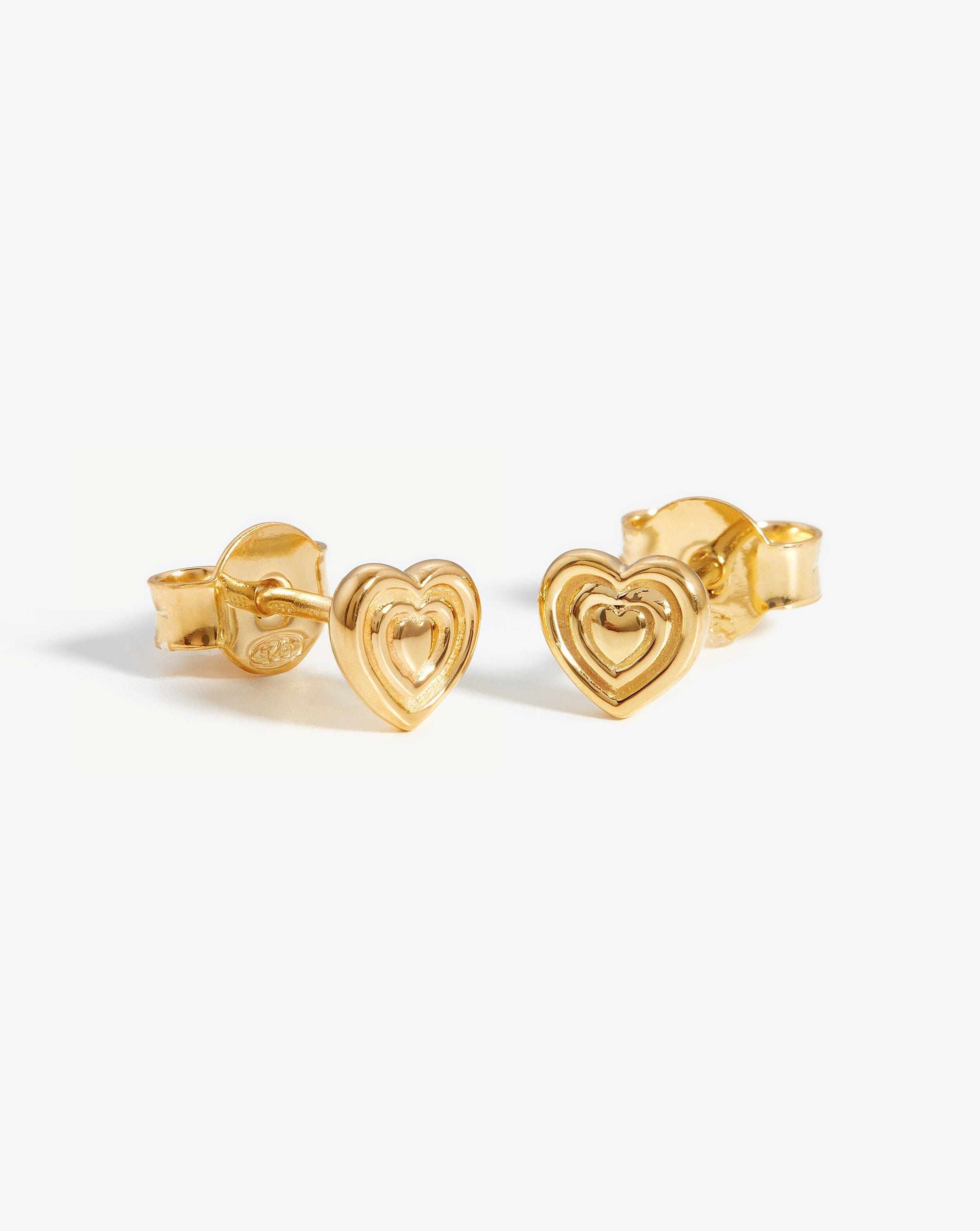 Ridge Heart Stud Earrings