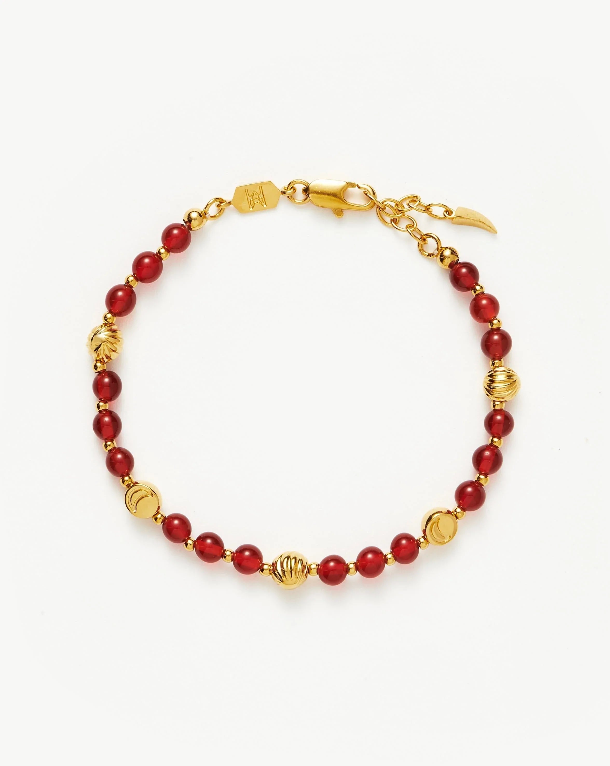 Savi Gemstone Beaded Bracelet | 18ct Gold Plated Vermeil/Red Chalcedony