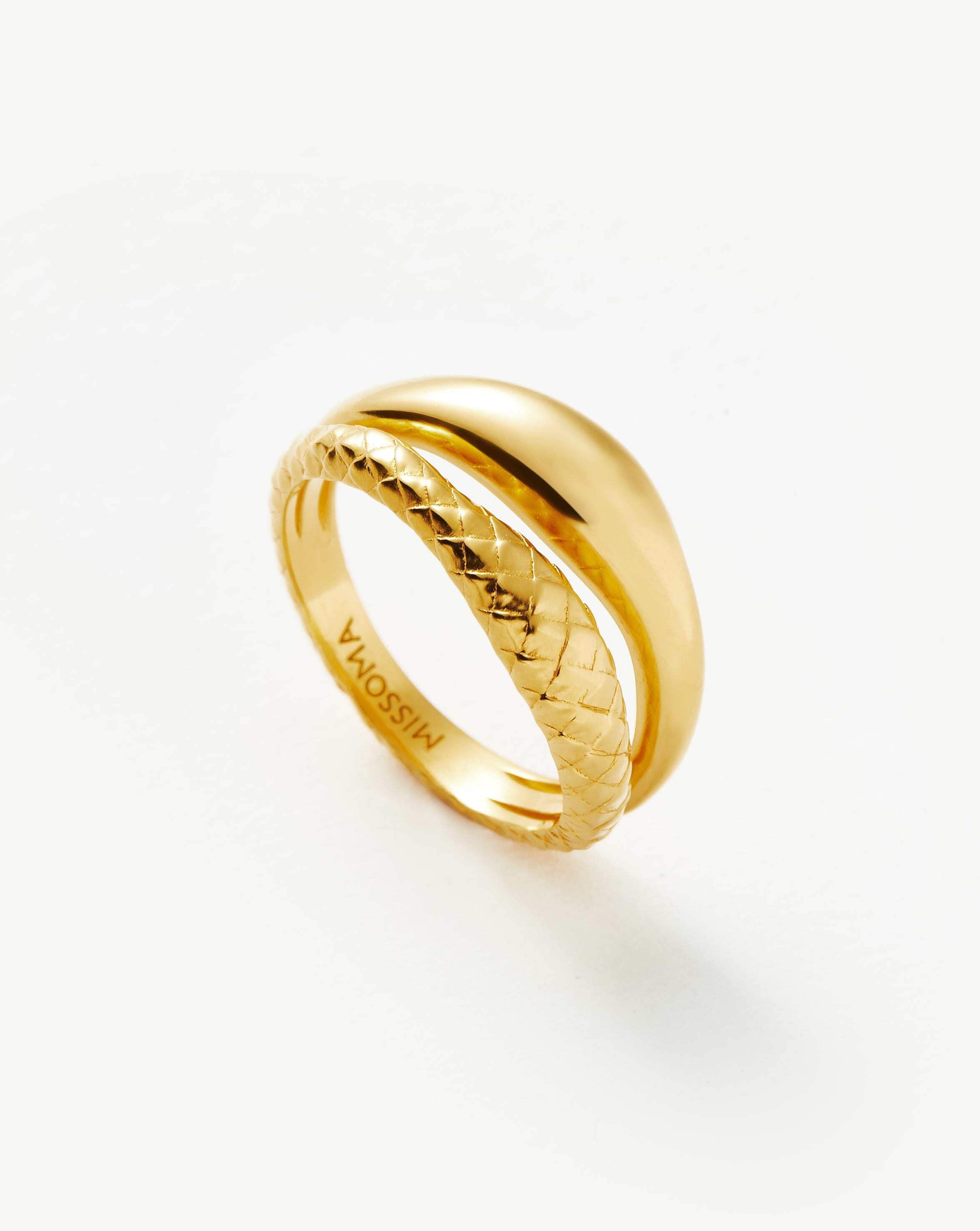 Serpent Textured Double Stacking Ring | 18ct Gold Vermeil