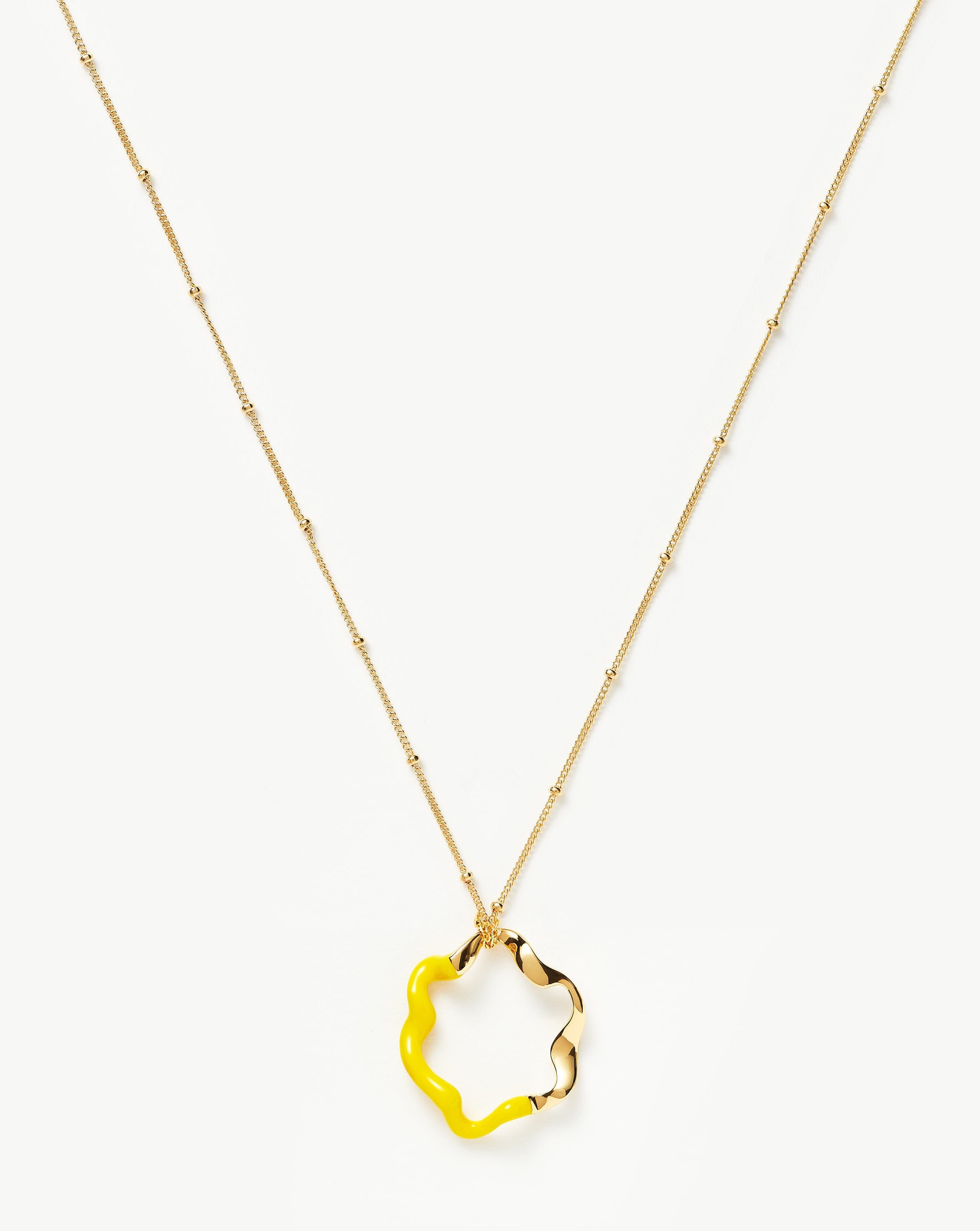 Squiggle Two Tone Enamel Pendant Necklace | 18ct Gold Vermeil/Lemon Yellow