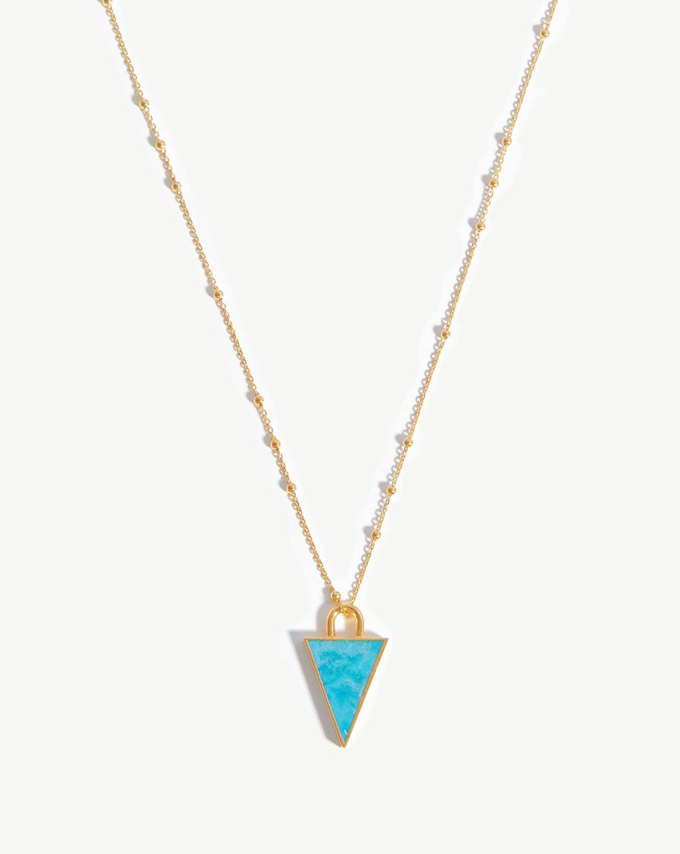 Triangle Pendant Chain Necklace | 18ct Gold Plated/Turquoise