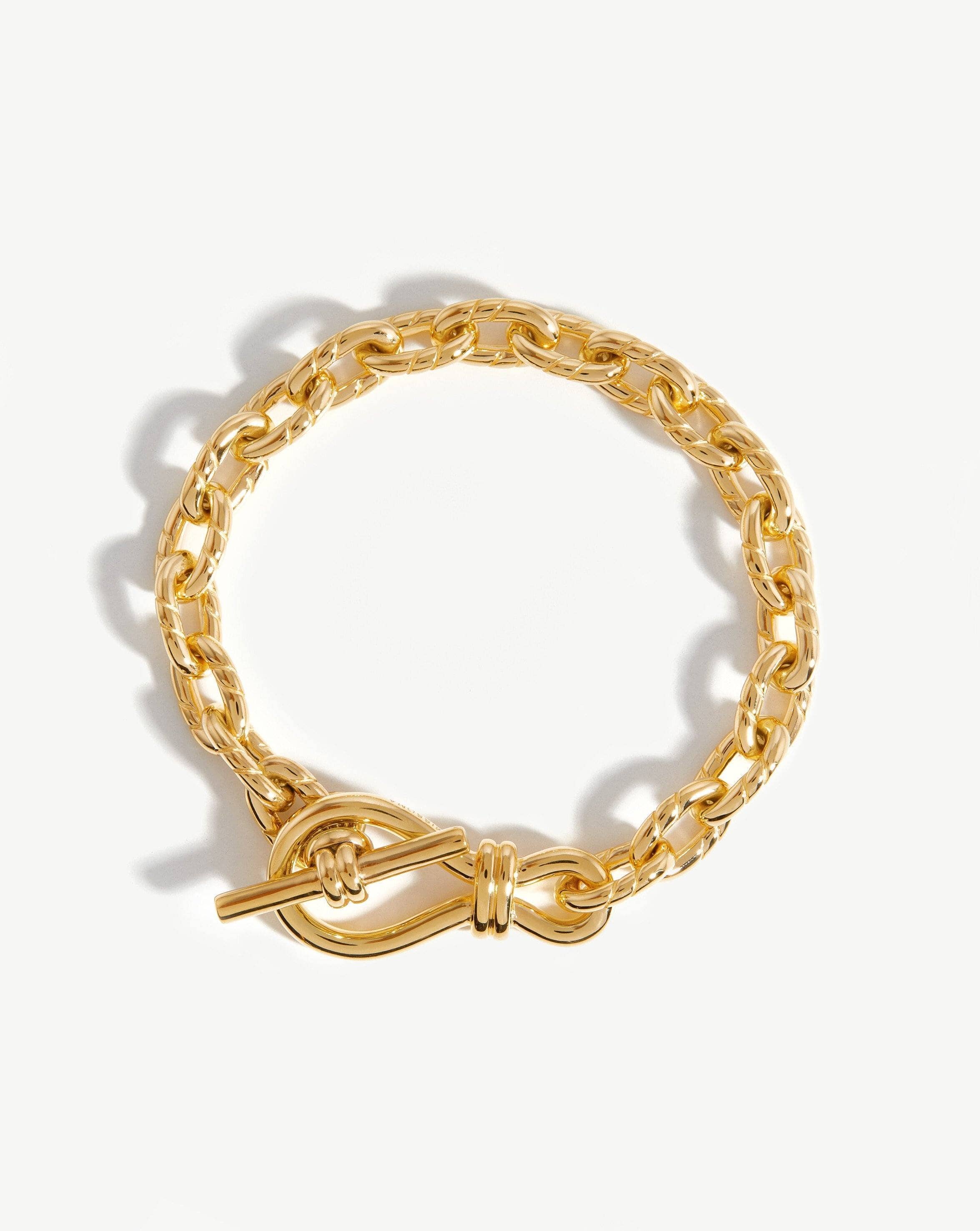 Twisted Link T-Bar Chain Bracelet | 18ct Gold Plated