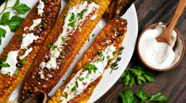 ribs de elote asado con aceite de ajonjoli tostado ines