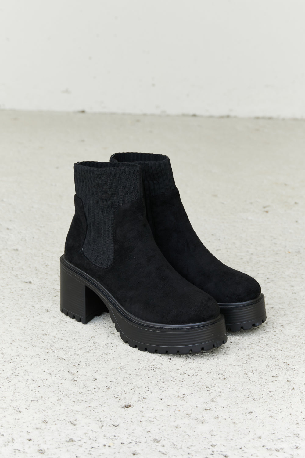 Weeboo Strive For More Chunky Sole Sock Booties in Black