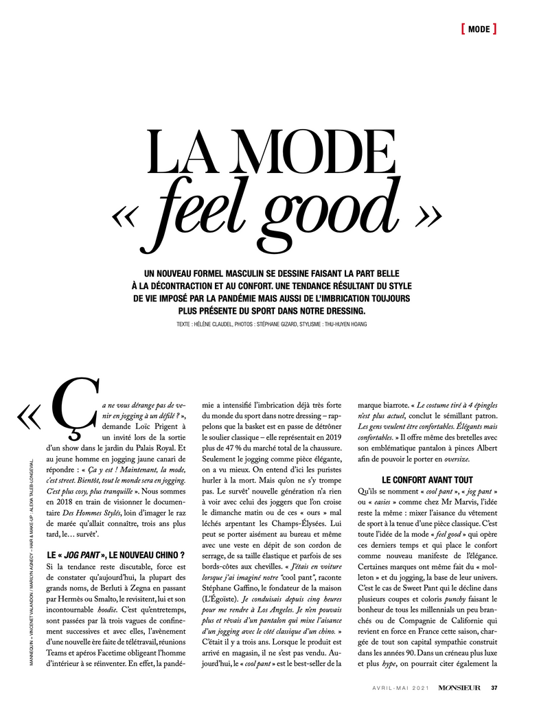 Monsieur magazine dossier "feel good"