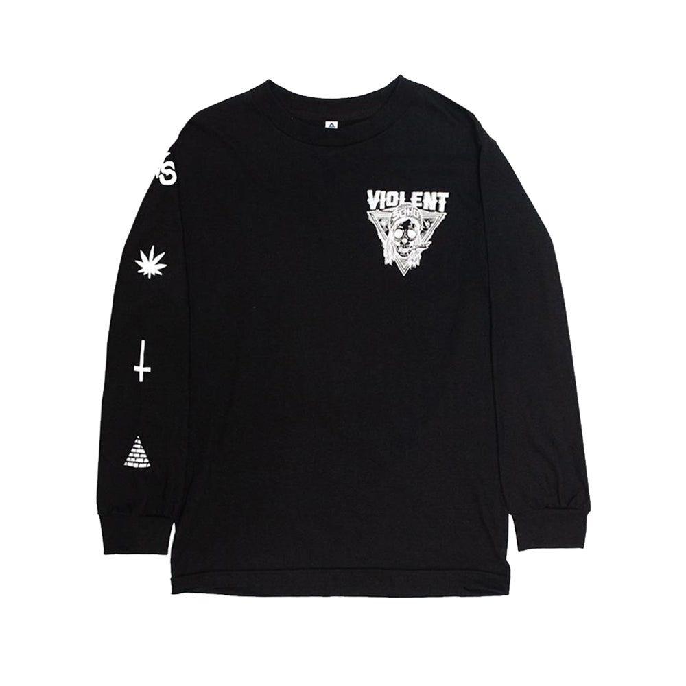 BLAZING SKULL BLACK LONG SLEEVE - Violent Soho UKEU Store product image