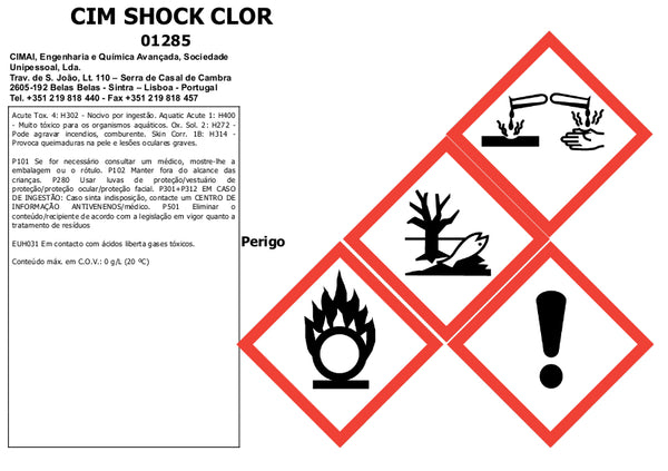 CIM SHOCK CLOR - Inorganic chlorine for water treatment of swimming po –  CIMAI - Engenharia e Química Avançada