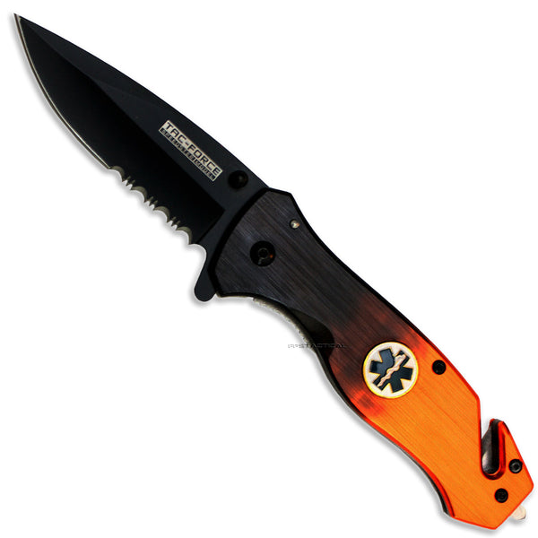 MTech USA EMS / EMT Spring Assisted Rescue Knife Black / Orange w G10