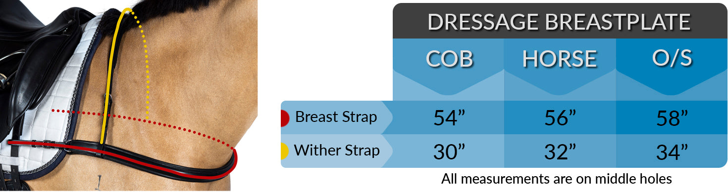 STRAIGHT DRESAGE BREASTPLATE MEASUREMENT CHART