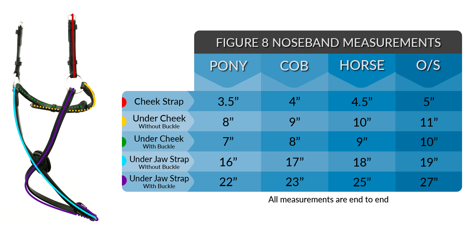 FIGURE 8 NOSEBAND SIZE CHART