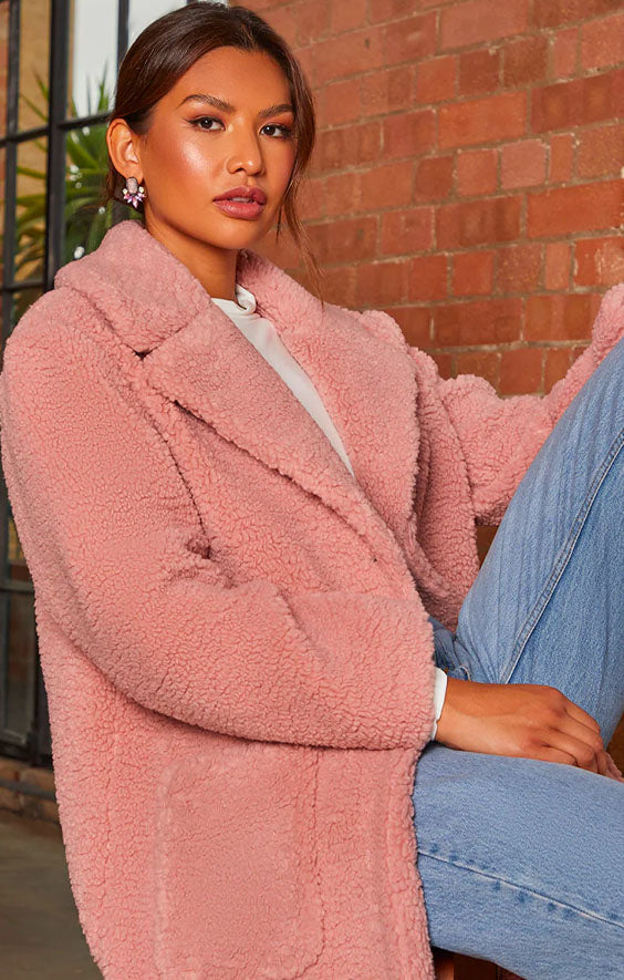 Teddy Coat in Blush