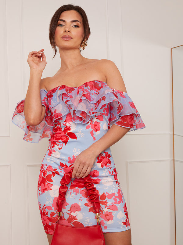 Long Sleeve Corset Style Floral Top in Red – Chi Chi London