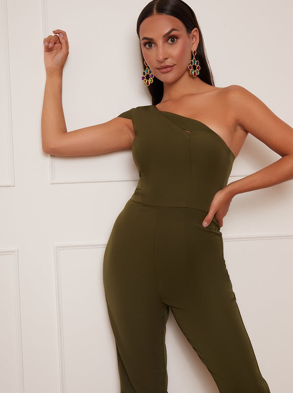 One-shoulder jumpsuit with cutout on the chest – Vtiha