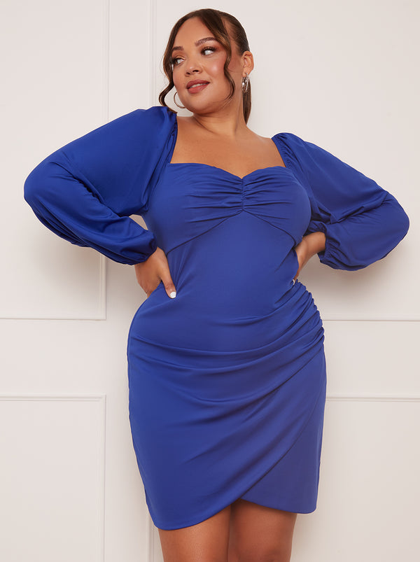 Plus Size Sleeveless Premium Lace Mini Dress in Blue – Chi Chi London