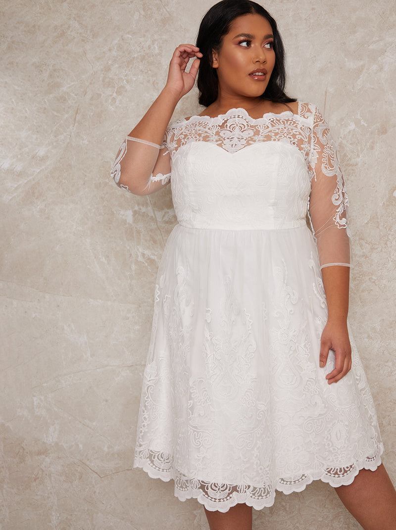 Plus Size Lace Long Midi Wedding White – Chi Chi