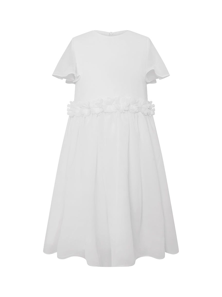 Chi Chi 3D Floral Chiffon Midi Dress in White, Size 3 Years