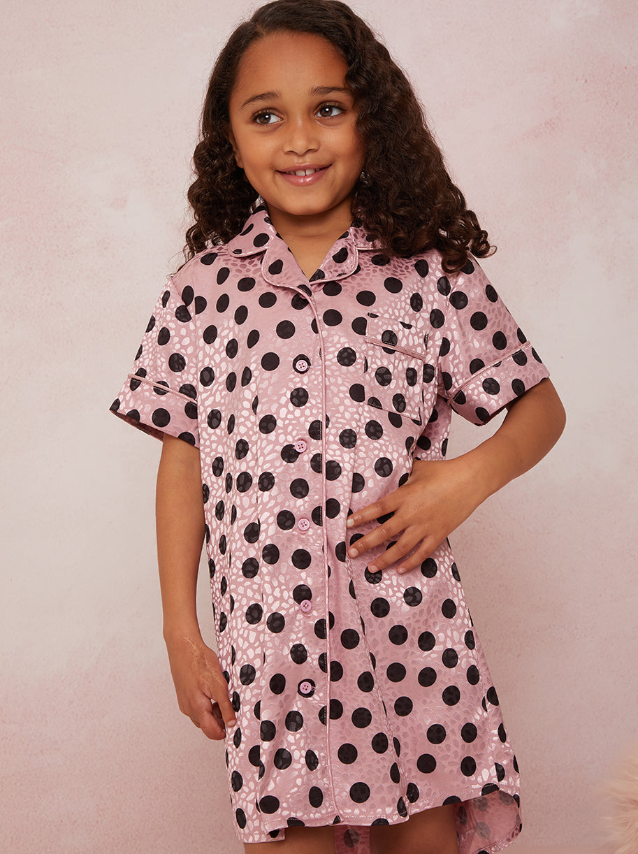 Chi Chi Spot Print Night Dress in Pink, Size 3 Years