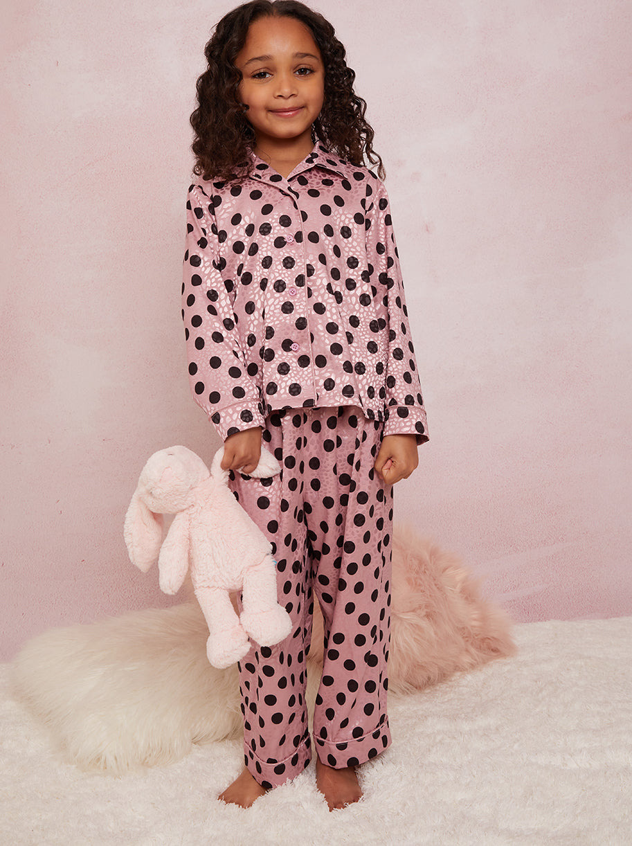 Chi Chi Spot Print Pyjama Set in Pink, Size 3 Years