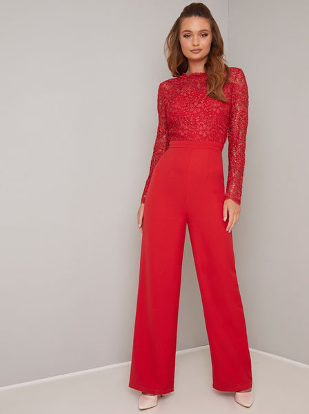 chi chi red jumpsuit