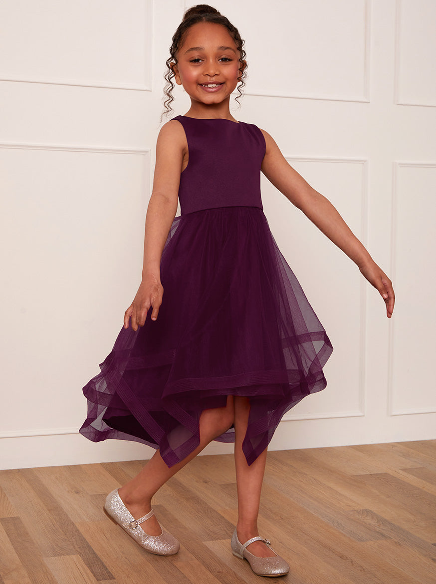 Chi Chi Tulle Layered Midi Dress in Berry, Size 4 Years