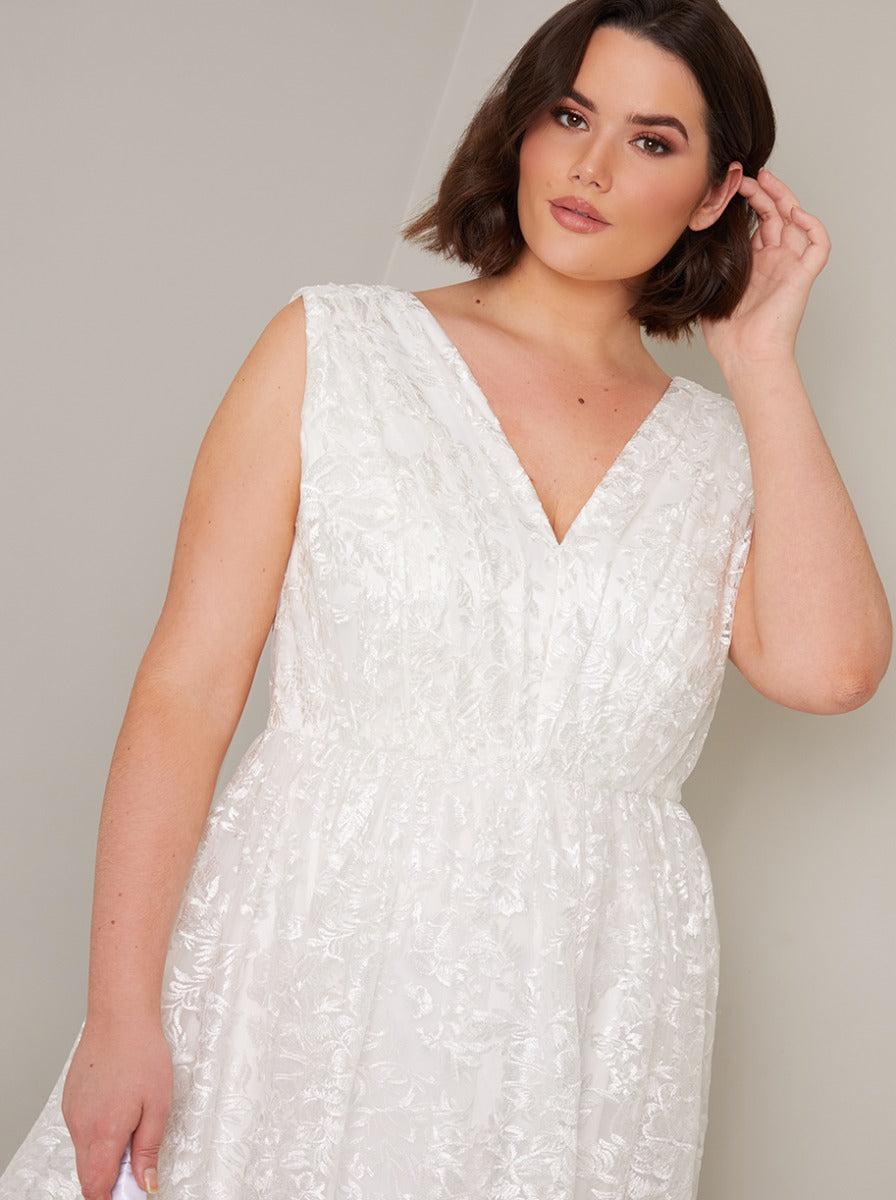 Plus Size Bridal Embroidered Wedding Dress In White Chi Chi London 7957