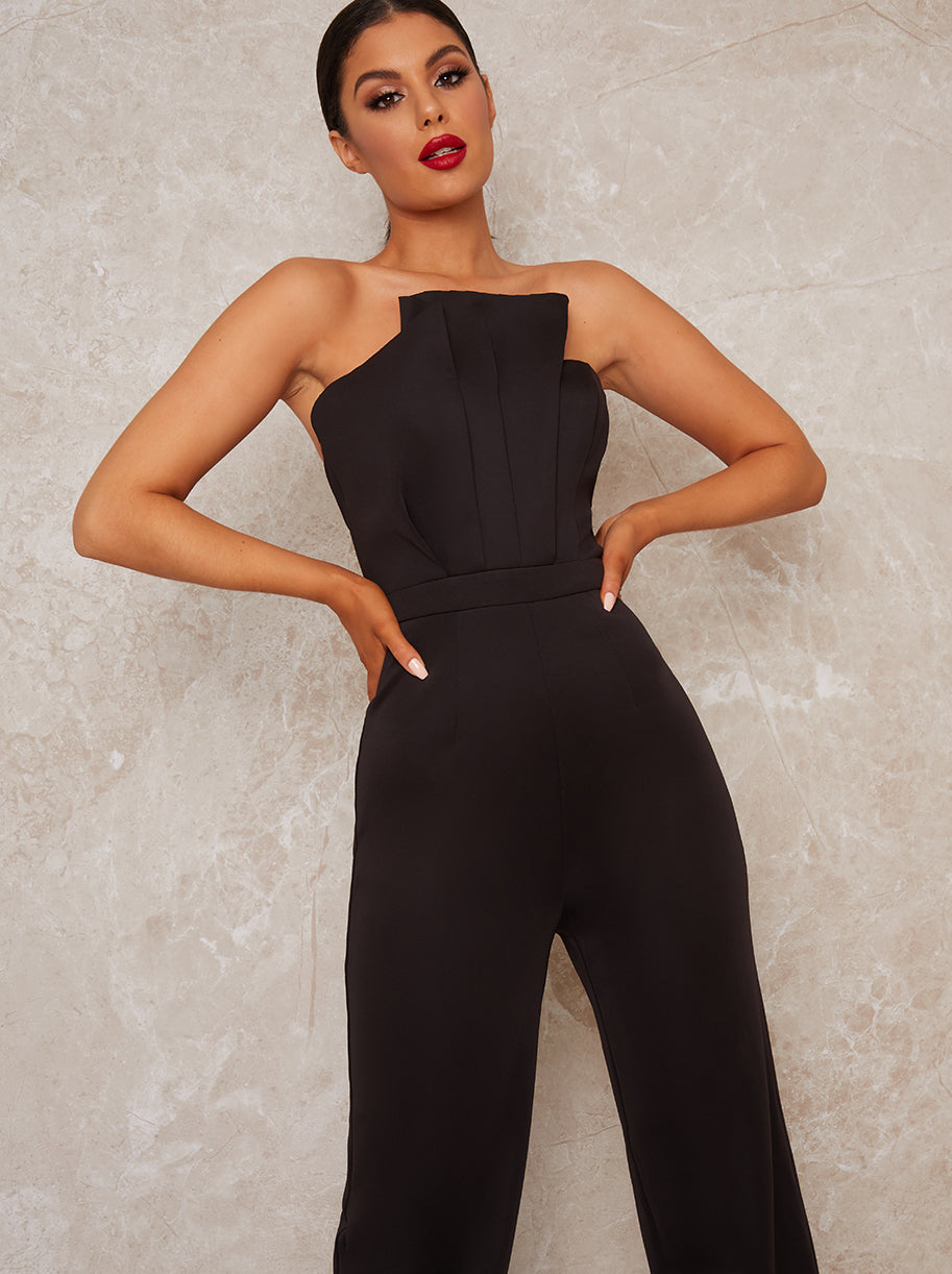 draped bodice overlay jumpsuit