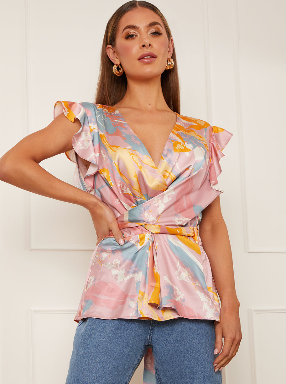 Chi Chi Twist Front Printed Top in Pink, Size 10