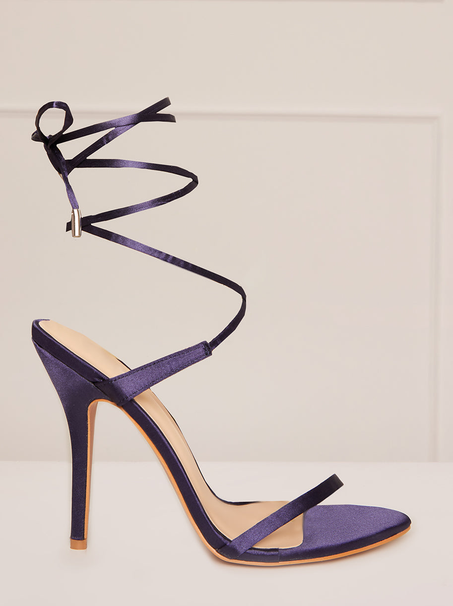 Chi Chi High Heel Lace-Up Sandals in Navy in Blue, Size 3